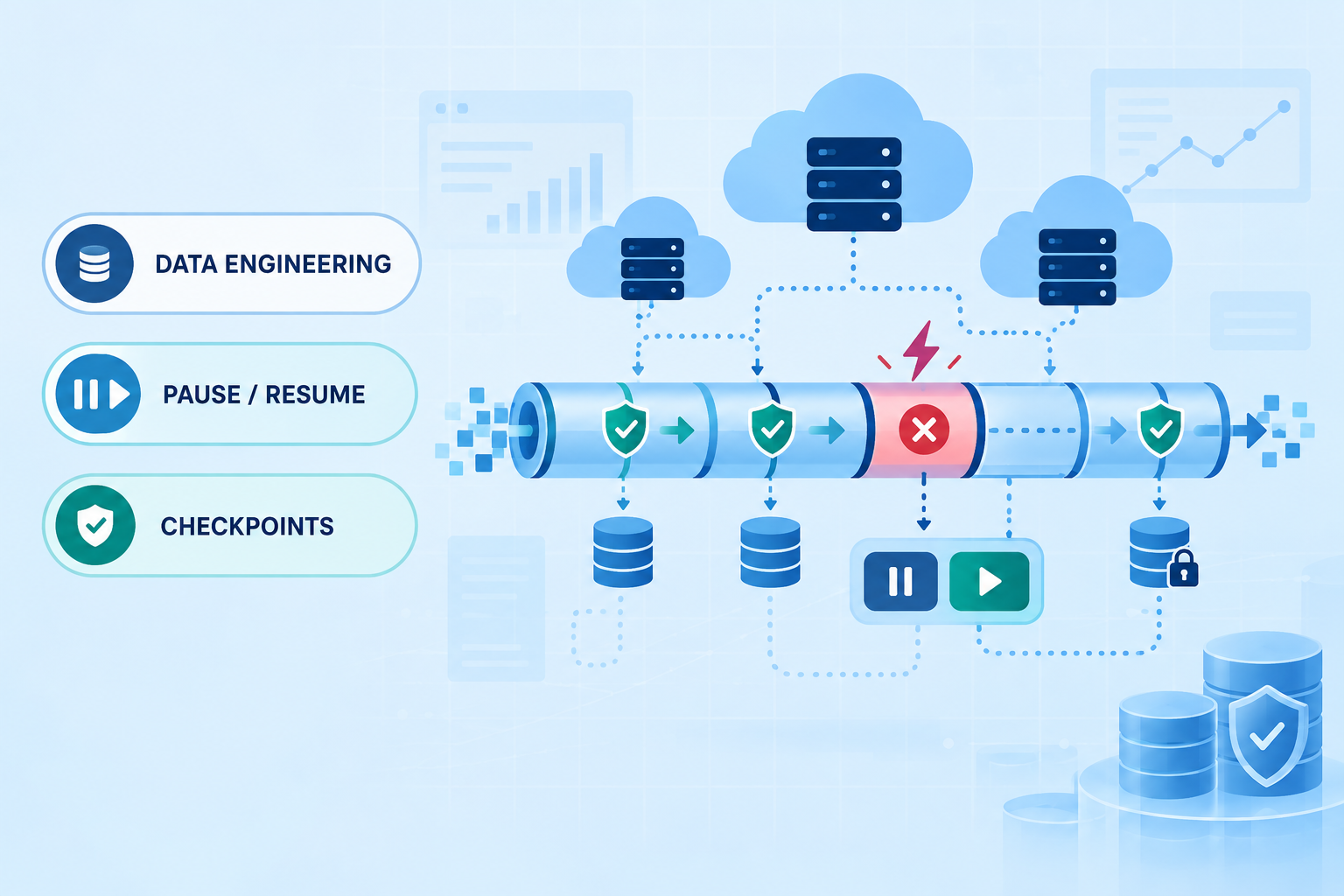 Pause, Fix, Resume: A Better Recovery Model for Long-Running Data Pipelines Resilient batch data pipeline using pause, resume, and checkpoints