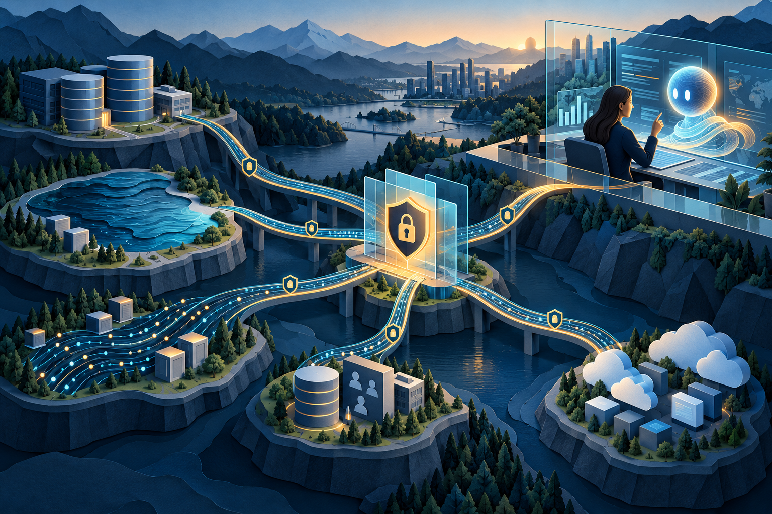 Federated Data Access for AI Agents: Query the Enterprise Without Copying Everything Federated enterprise data systems connected to an AI agent through a governed gateway