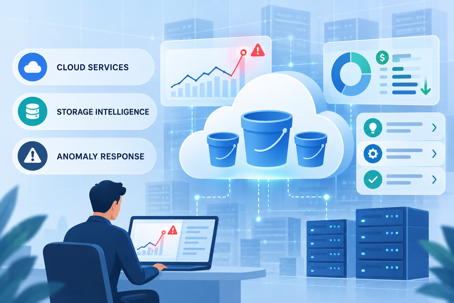 From Storage Dashboards to Action: Building an Anomaly-Response Loop for Cloud Data Cloud storage intelligence detecting anomalies and recommending operational responses
